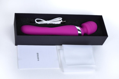 LA-50039 Rose/ WAND Вибратор перезаряжаемый 2в1 Beja,  два мотора, L= 20 см, Ф= 4 см, силикон