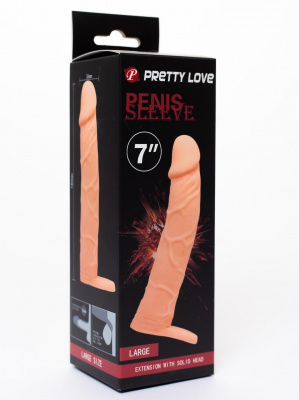 BI-026227/ Penis sleeve 7 закрытая насадка реалистик на фаллос,удлинитель + 5см