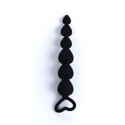 LA-11016 Black/ Анальная цепочка в виде сердечек Anus Beads