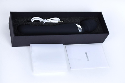 LA-50039 Black/ WAND Вибратор перезаряжаемый 2в1 Beja,  два мотора, L= 20 см, Ф= 4 см, силикон